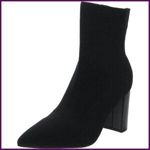 Pointy Toe Ankle Booties, Textile Upper, 3.23" Heel, Zipper Closure